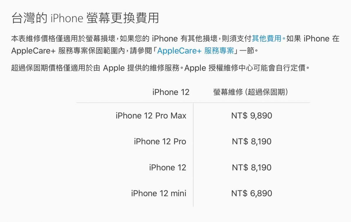 iPhone12系列螢幕維修費用